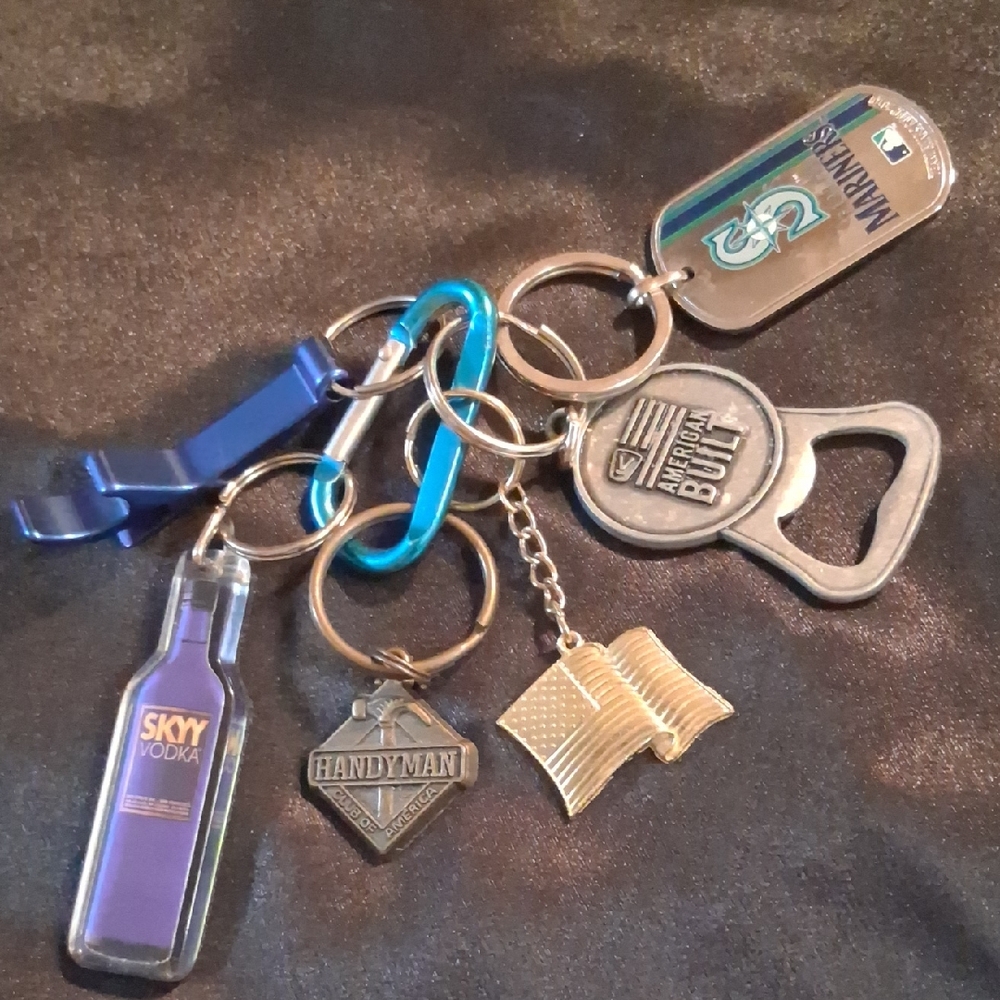 Blue and Silver Key Chains Bulk Lot Bottle Openers